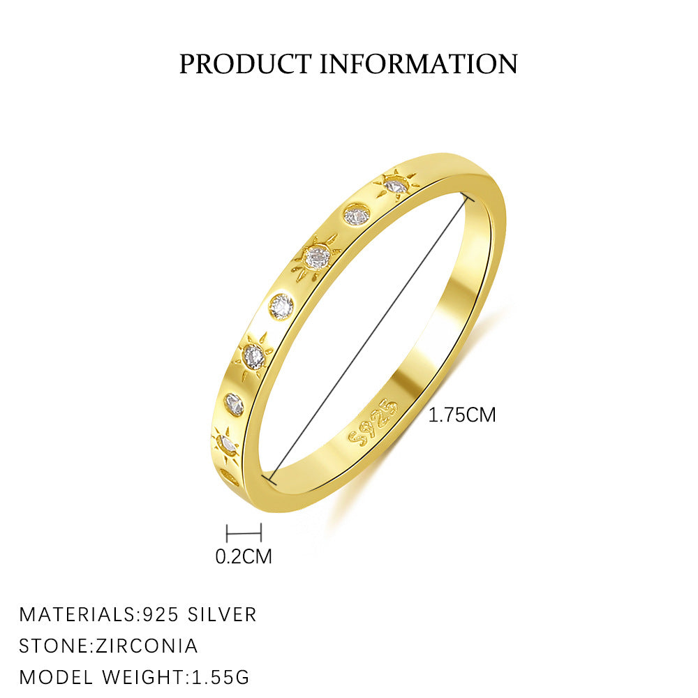 S925 Sterling Silver Ring Set with Zirconia