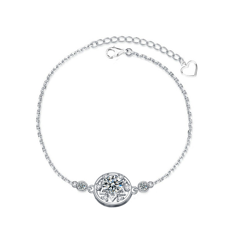 925 Sterling Silver Dream Network Round Moissanite Bracelet