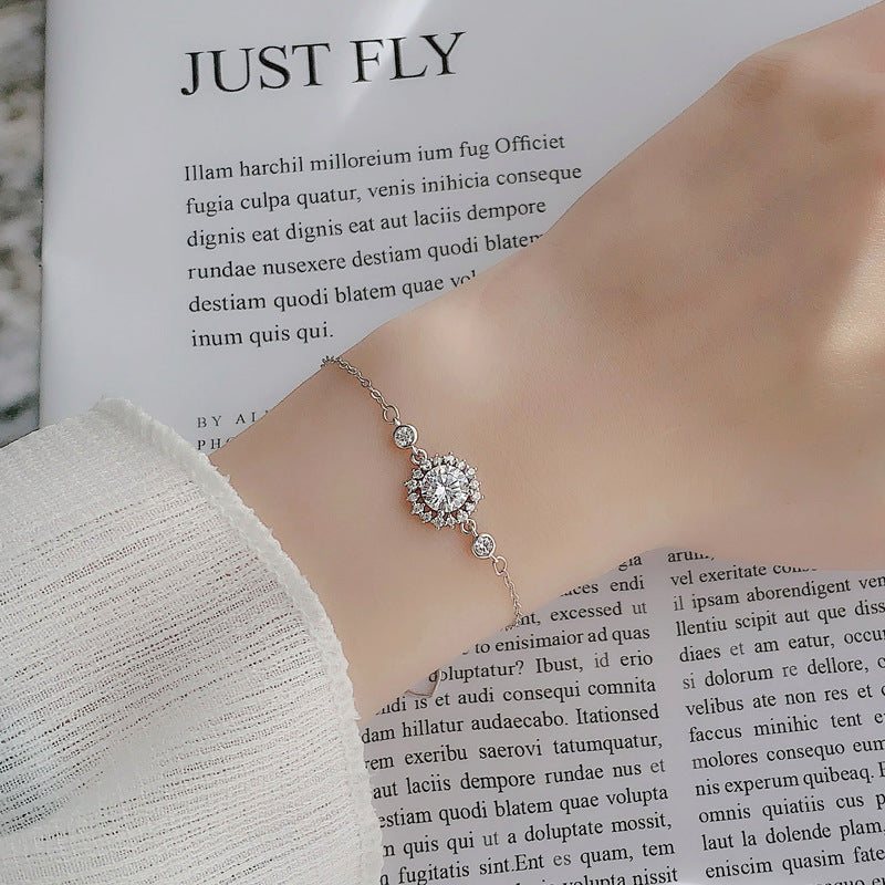 925 Sterling Silver Moissanite Sunflower Bracelet