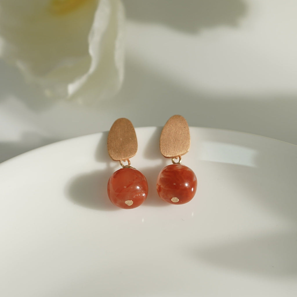 925 sterling silver agate earrings - champagne golden