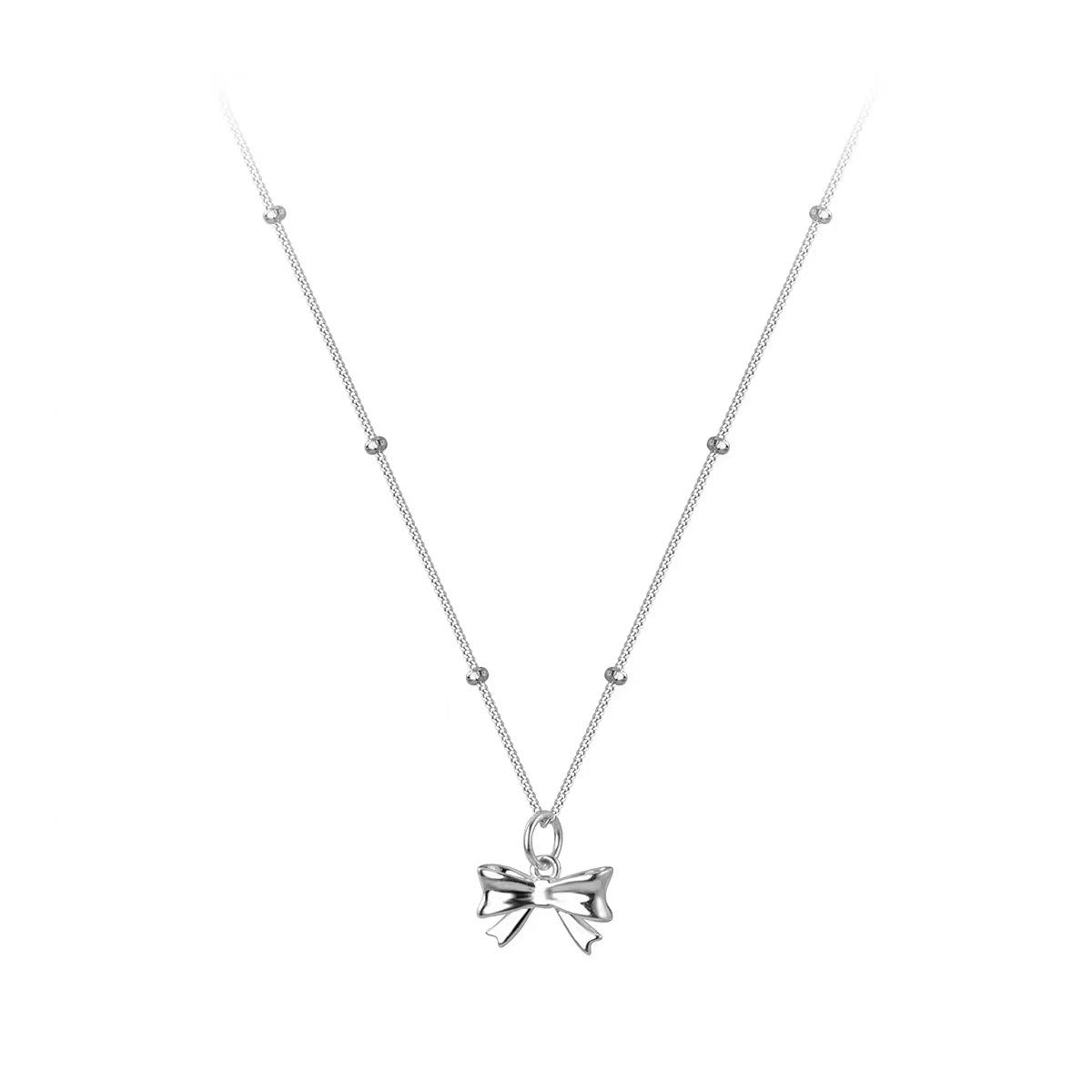 925 sterling silver bowknot pendant necklace