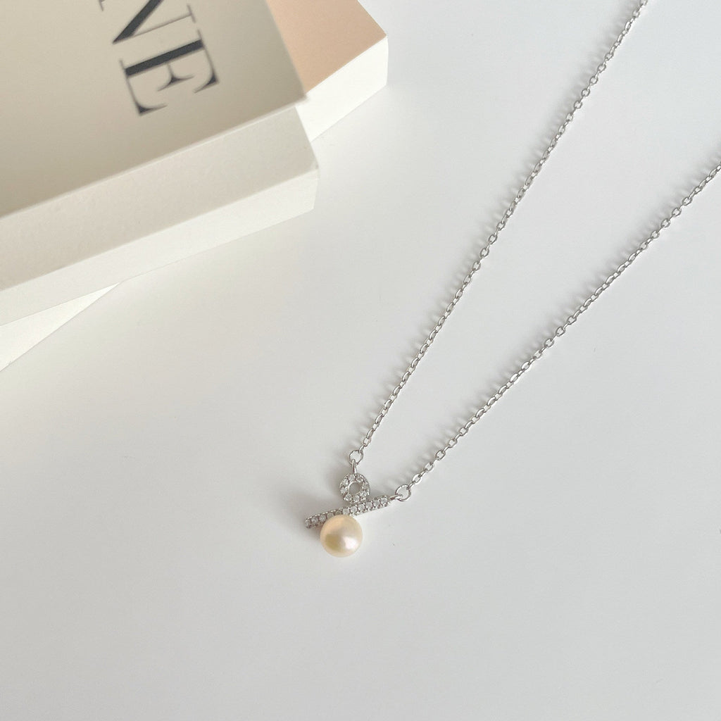 S925 pure silver freshwater pearl pendant necklace