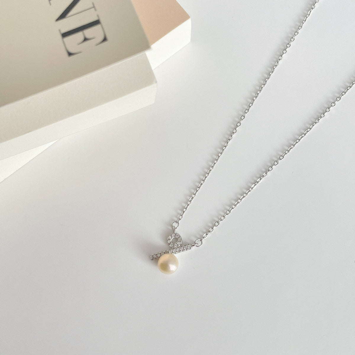 S925 pure silver freshwater pearl pendant necklace