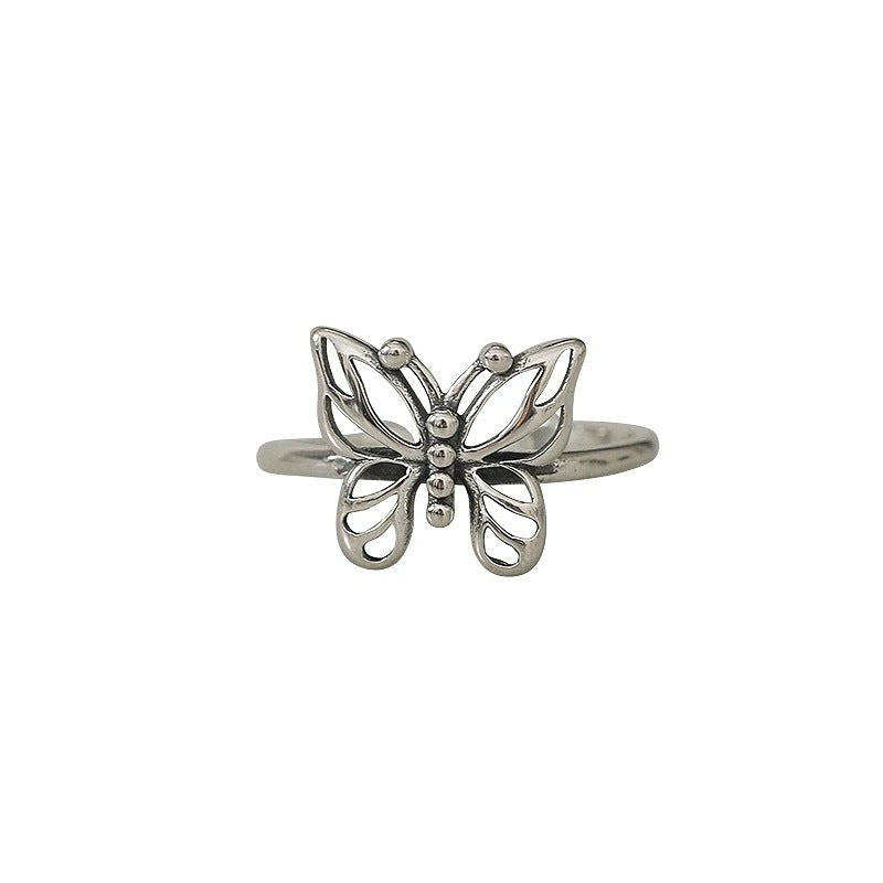 925 sterling silver butterfly shaped ring - silvery