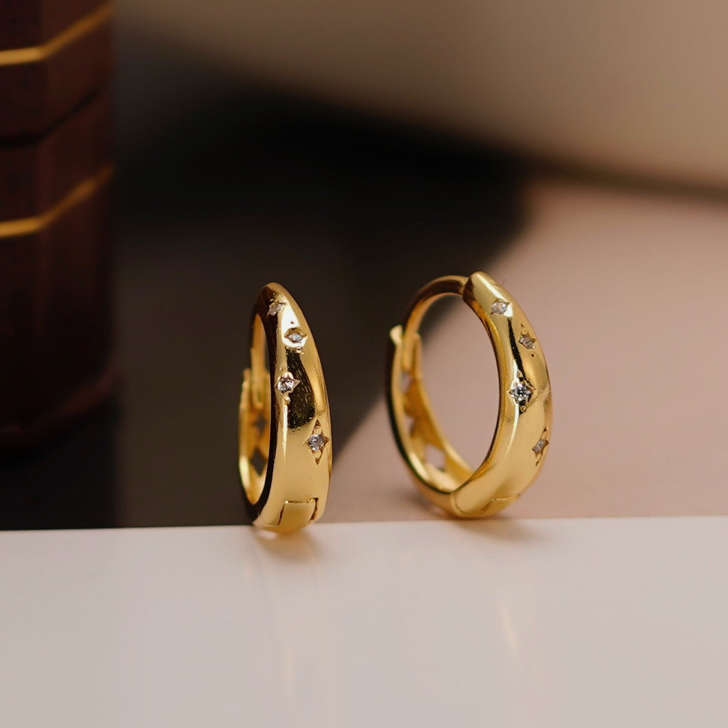925 sterling silver ear buckle - golden