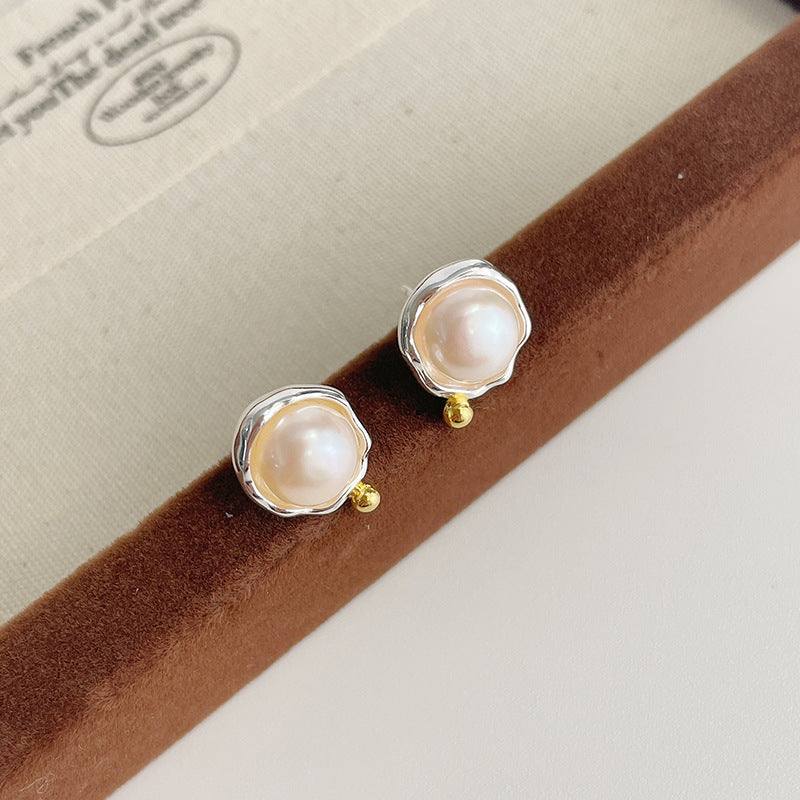 925 sterling silver freshwater pearl earrings - silvery