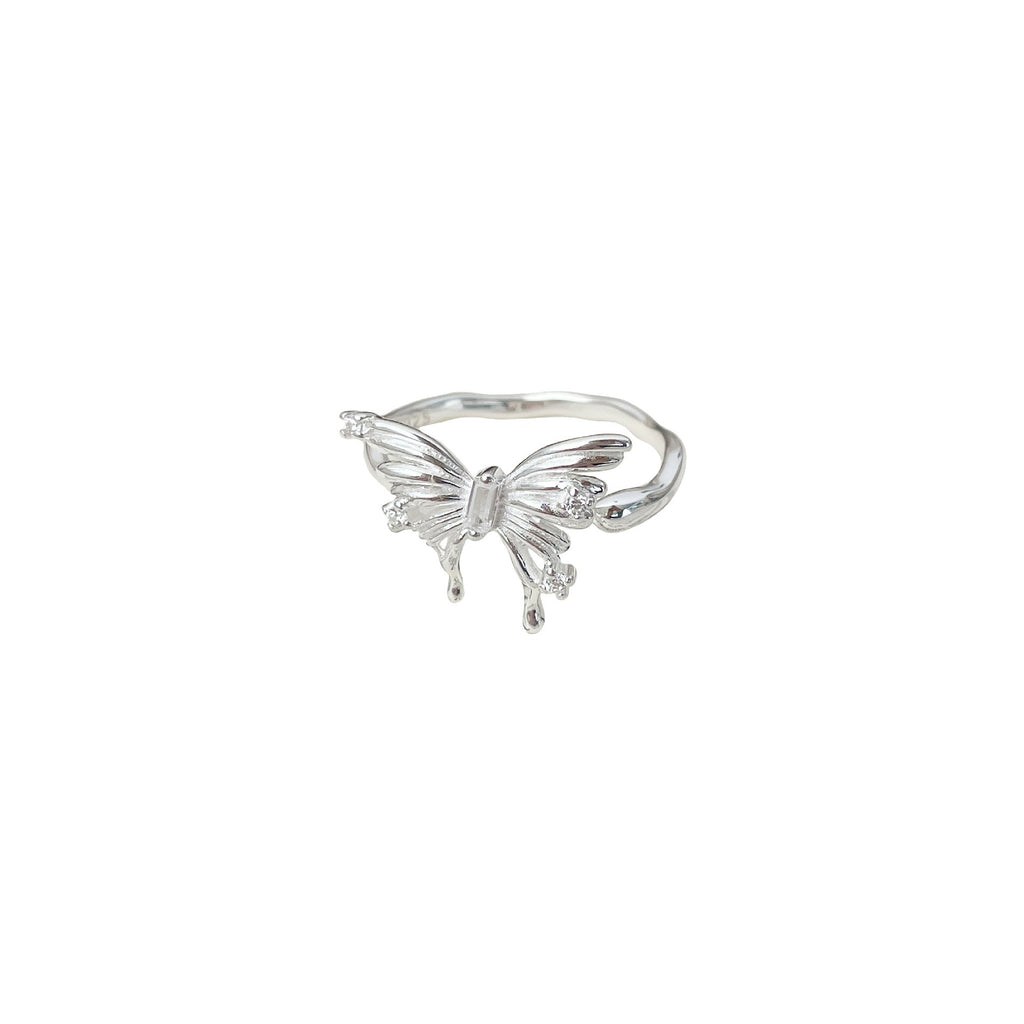 925 sterling silver butterfly ring - silvery
