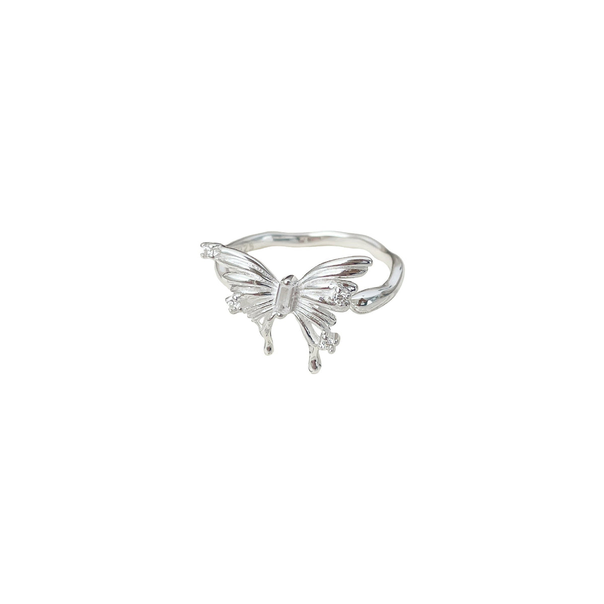 925 sterling silver butterfly ring - silvery