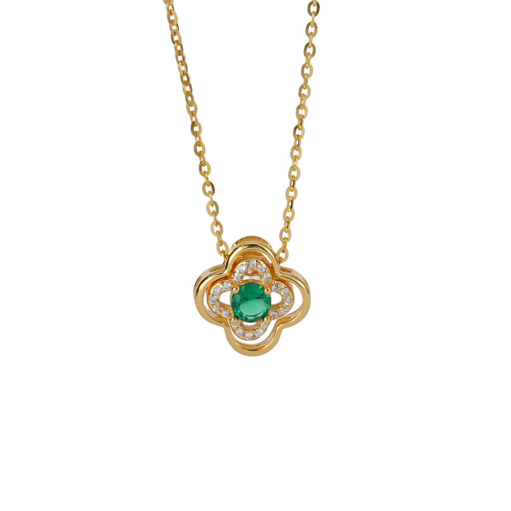 925 pure silver four-leaf clover pendant necklace