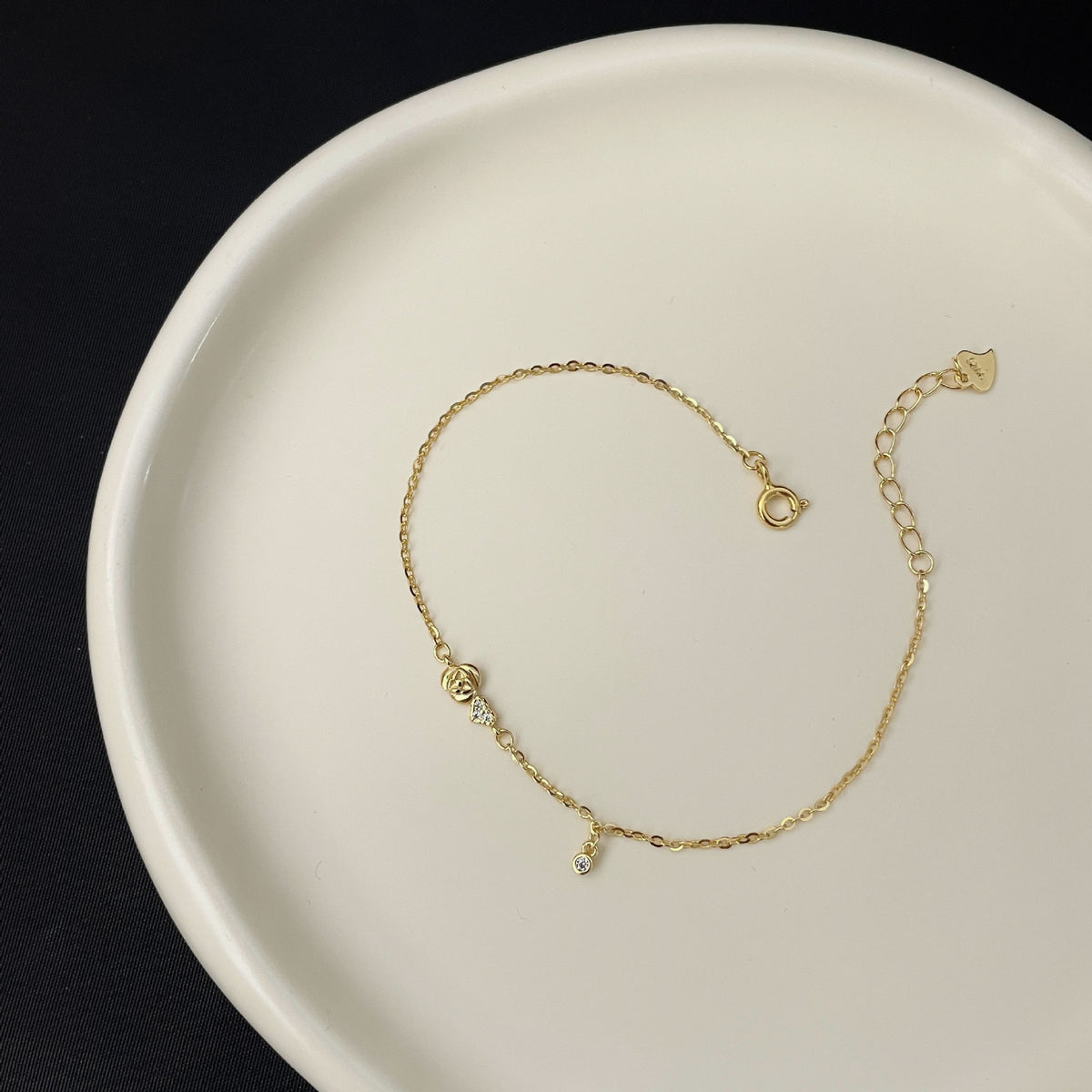 925 sterling silver rose bracelet - golden