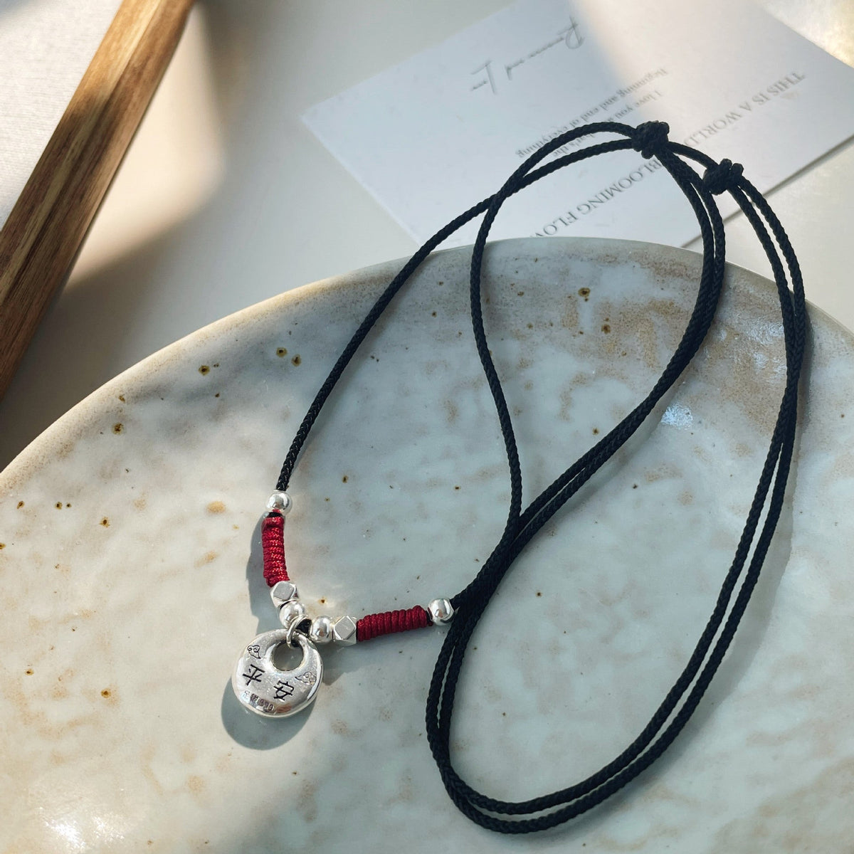 999 silver pendant hand woven rope necklace