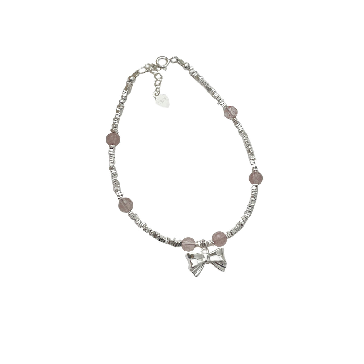 925 sterling silver strawberry crystal bracelet - silvery