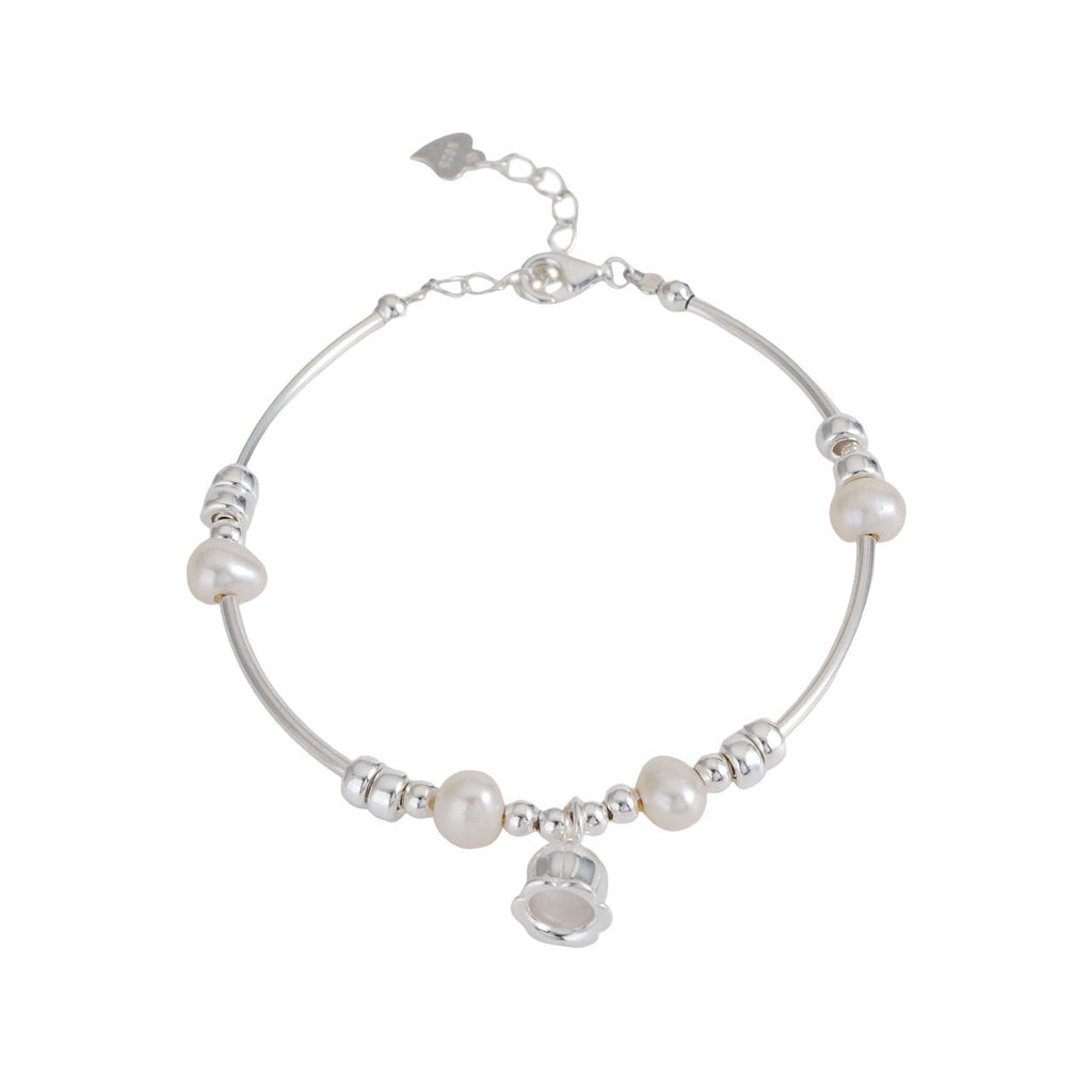 925 sterling silver freshwater pearl bracelet - silvery