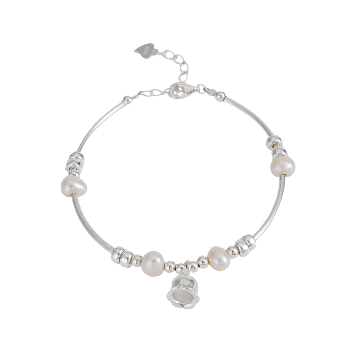 925 sterling silver freshwater pearl bracelet - silvery
