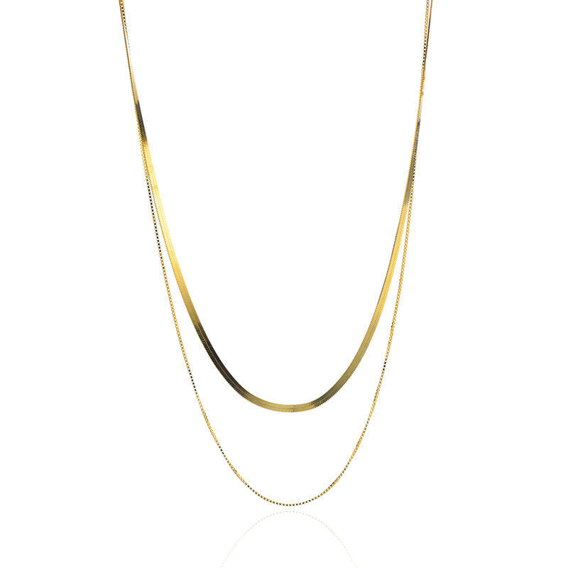 S925 sterling silver double-layer snake bone chain necklace