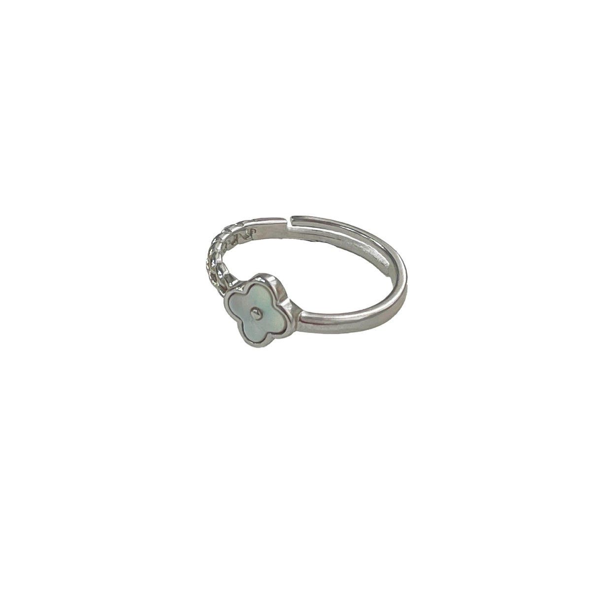 925 sterling silver four-leaf clover ring