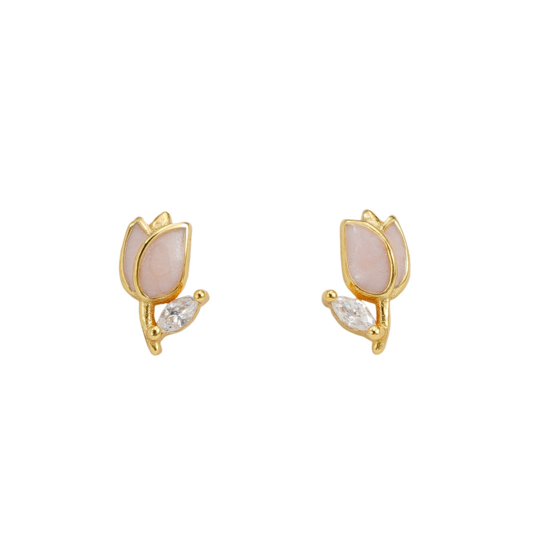 S925 pure silver tulip earrings