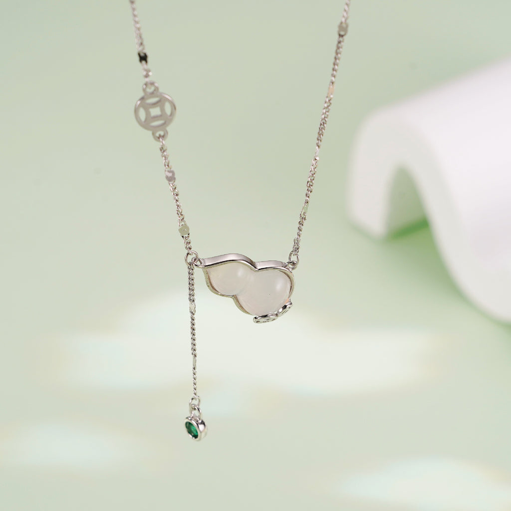 925 sterling silver gourd pendant necklace - silvery