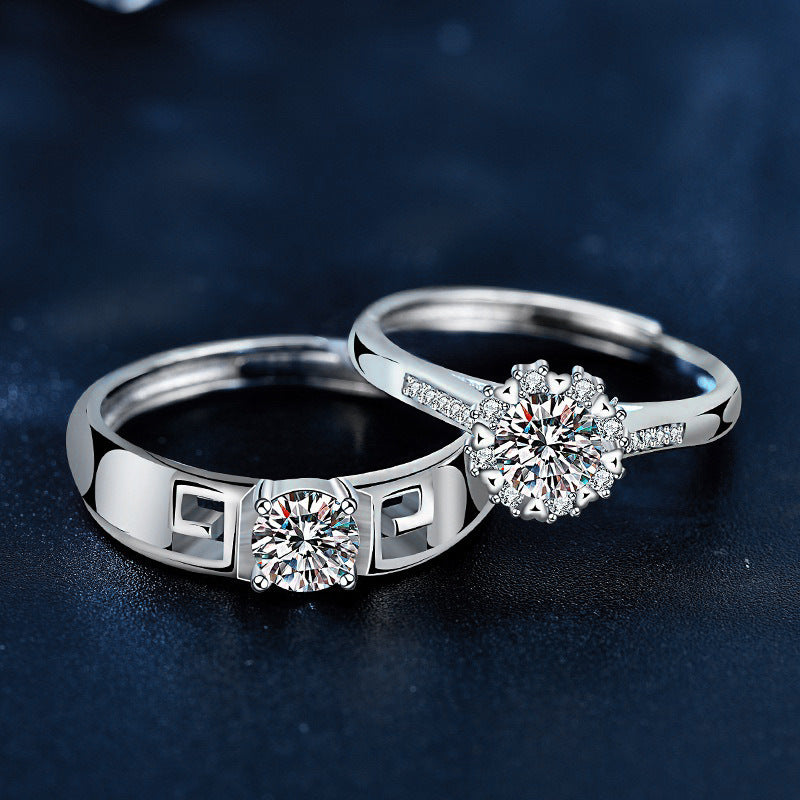 S925 Sterling Silver Moissanite A Lifetime of Love Couple Rings
