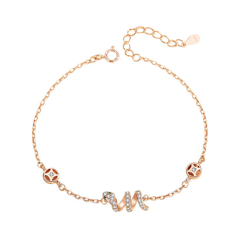 S925 sterling silver zodiac snake bracelet