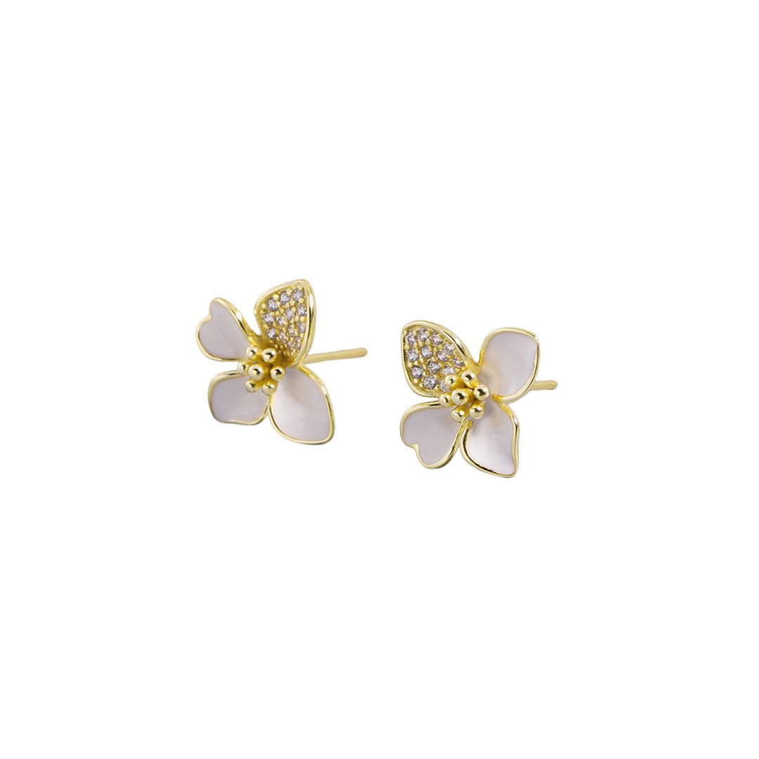 925 sterling silver four petal flower earrings