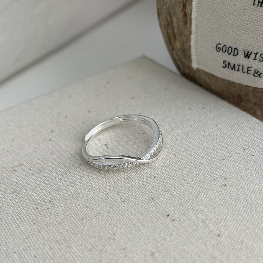 S925 sterling silver zircon inlaid open ring