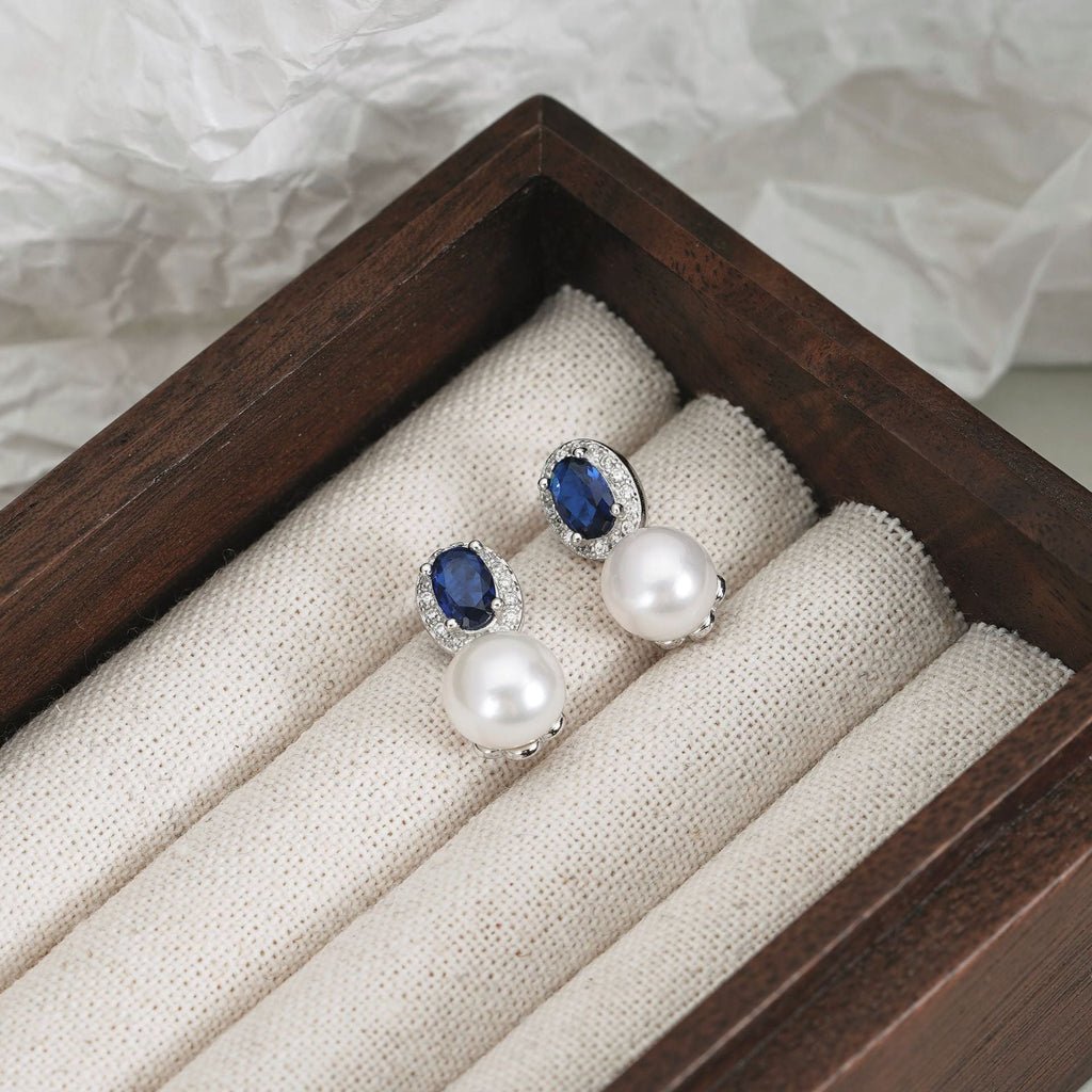 S925 silver Freshwater Pearl Inlaid Zircon Earrings - Silvery