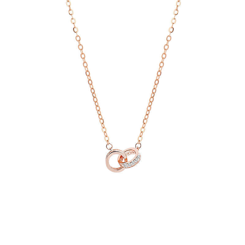 925 silver double ring pendant necklace