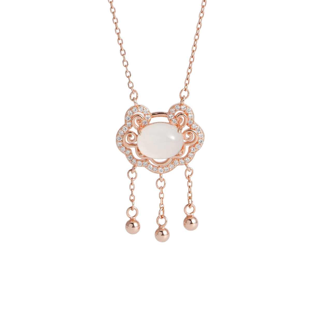925 sterling silver chalcedony necklace - rose golden