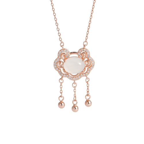 925 sterling silver chalcedony necklace - rose golden