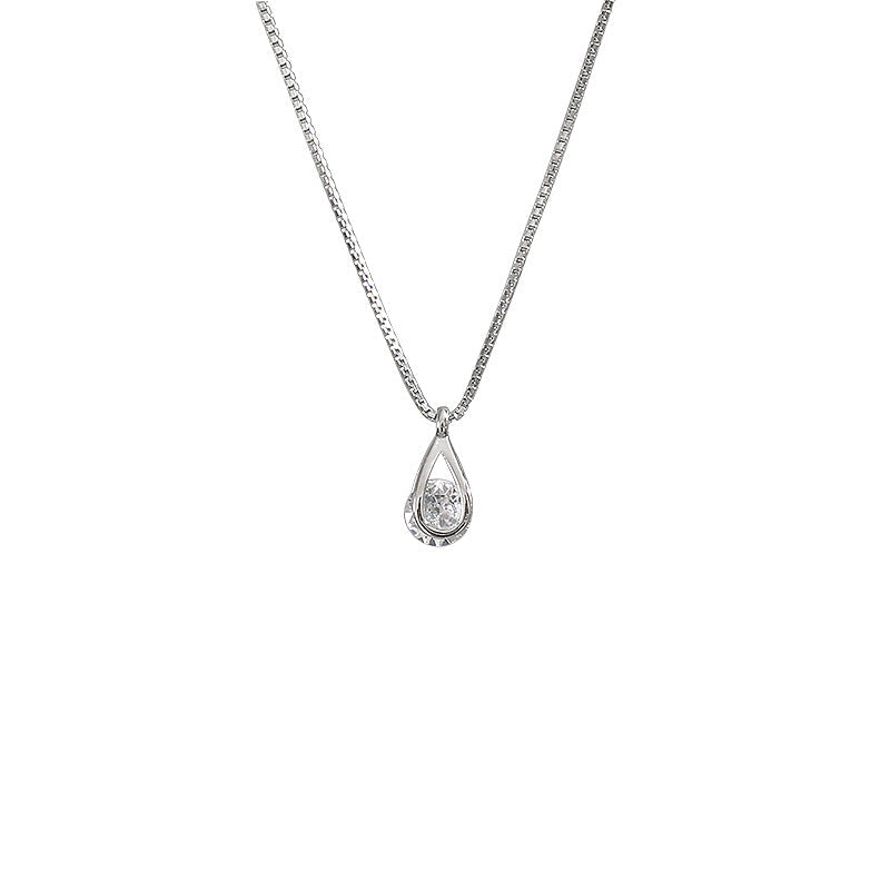 925 sterling silver zircon water droplet necklace