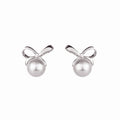 925 sterling silver bowknot pearl earrings