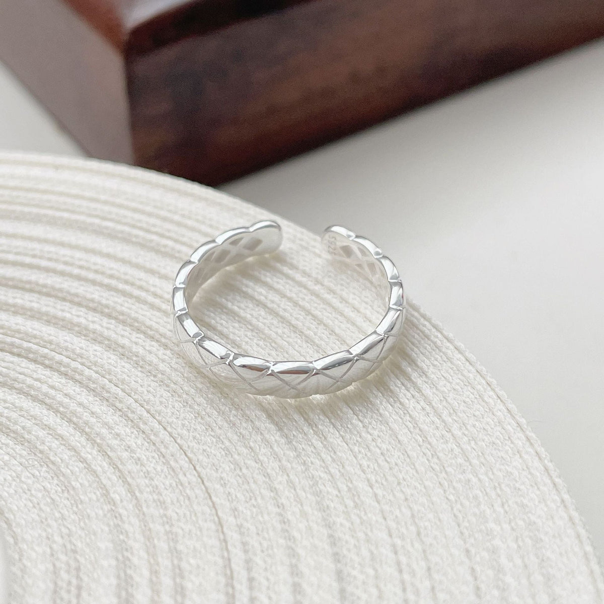S925 sterling silver striped open ring