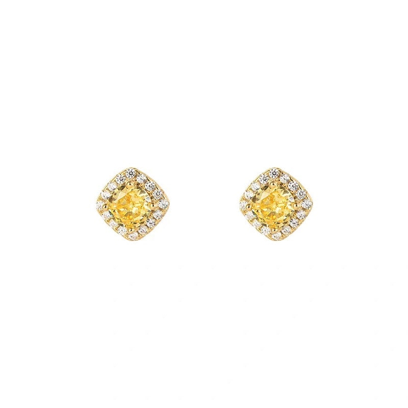 925 sterling silver square earrings - golden