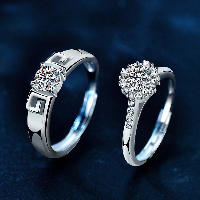 S925 Sterling Silver Moissanite A Lifetime of Love Couple Rings
