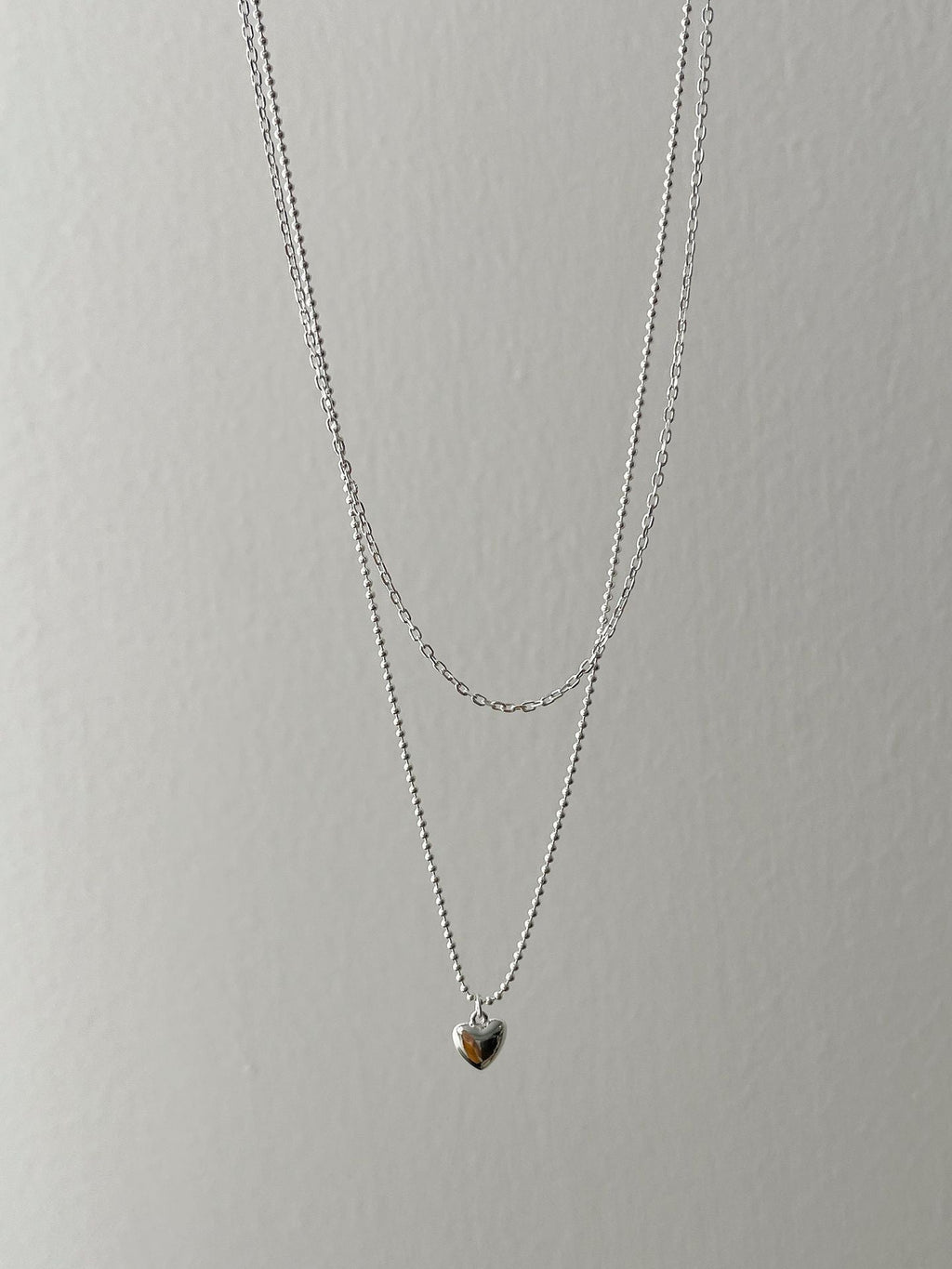 S925 sterling silver double layered necklace