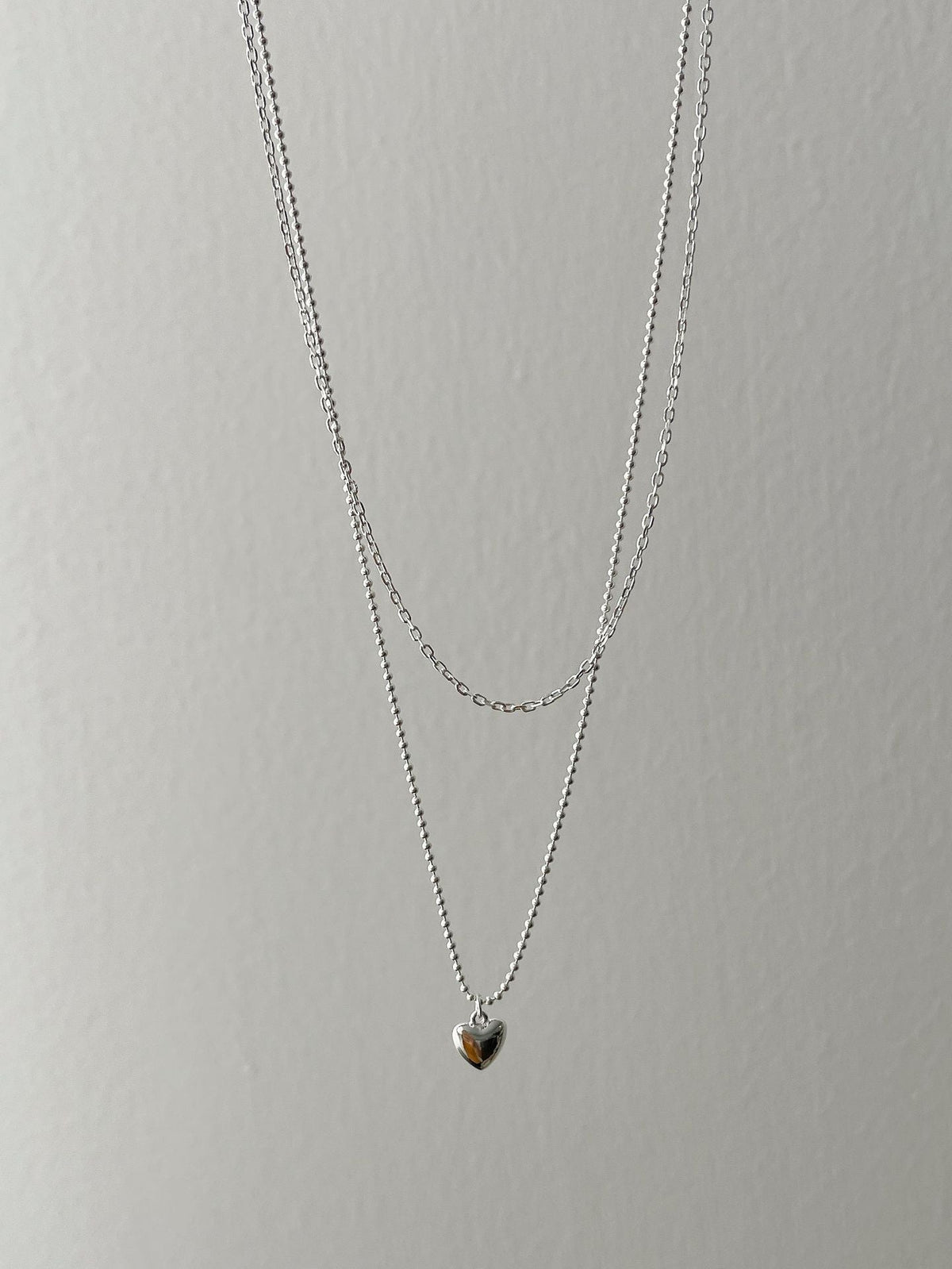 S925 sterling silver double layered necklace