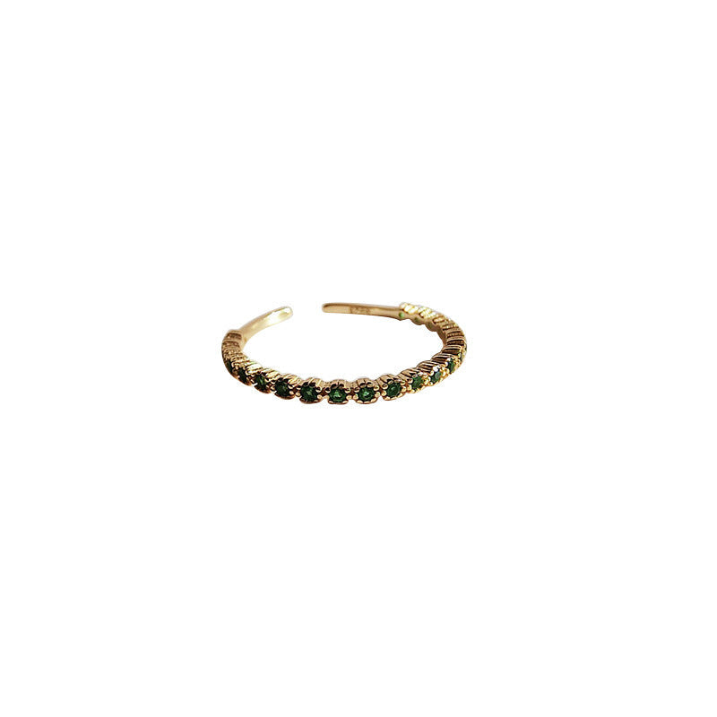 925 sterling silver zircon inlaid open ring