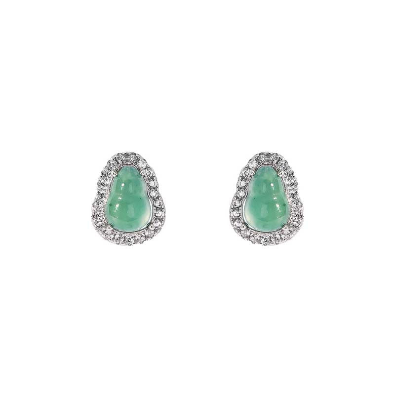 S925 Silver Jade Earrings - Silvery