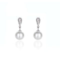 Imitation pearl earrings - silver