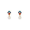 S925 Silver White Jade Pendant Earrings - Golden