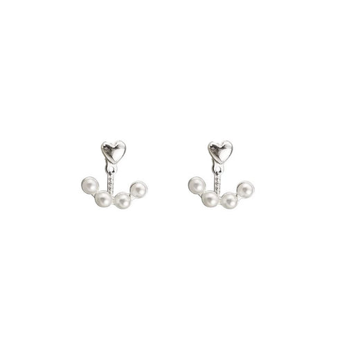  925 sterling silver pearl earrings - silvery