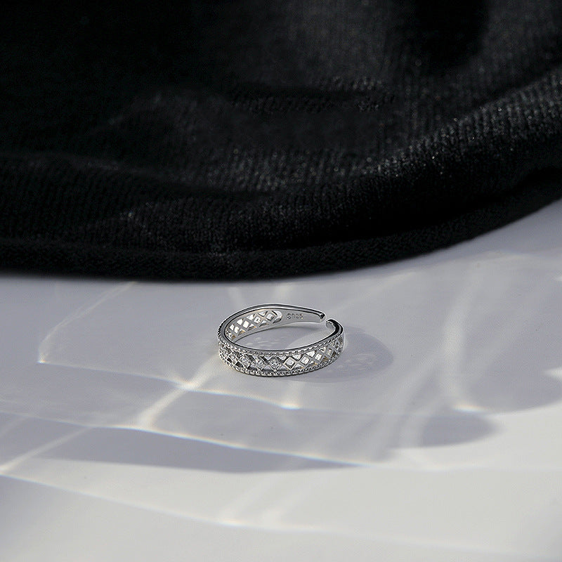 925 sterling silver hollow design ring - silvery