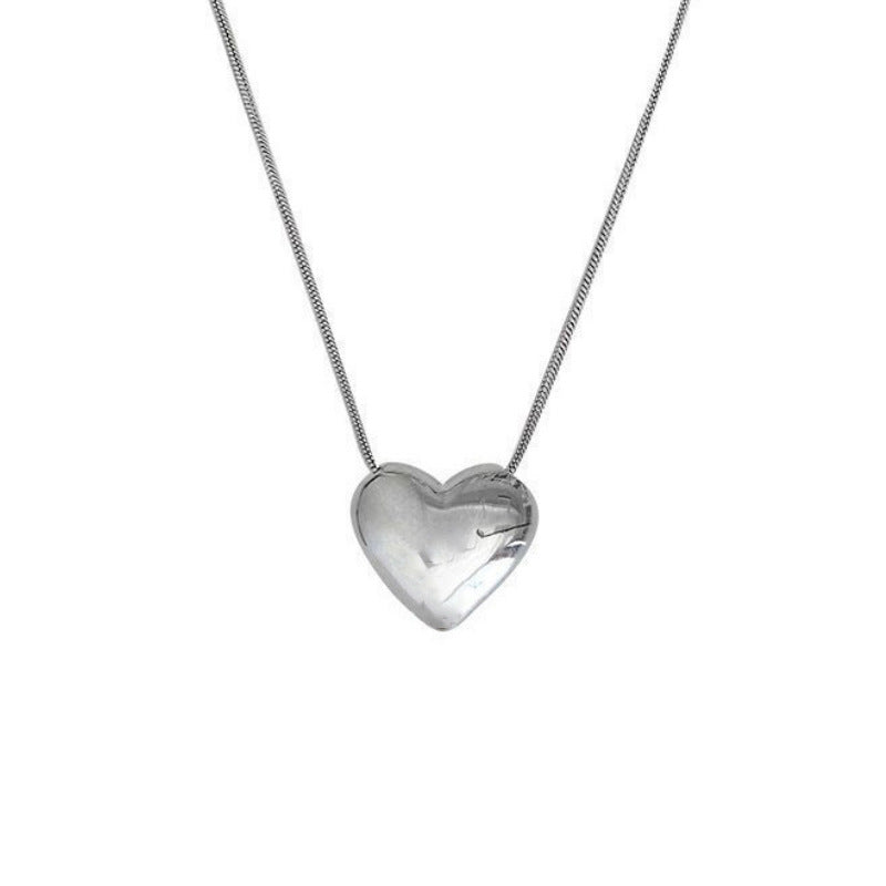 S925 pure silver heart pendant necklace