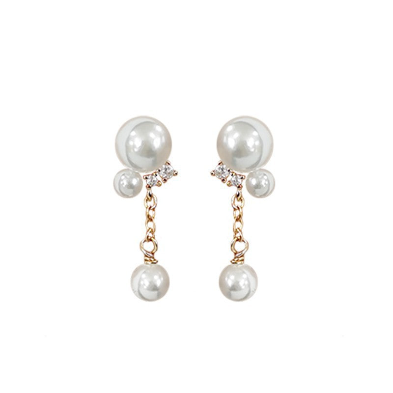 S925 silver pearl tassel earrings