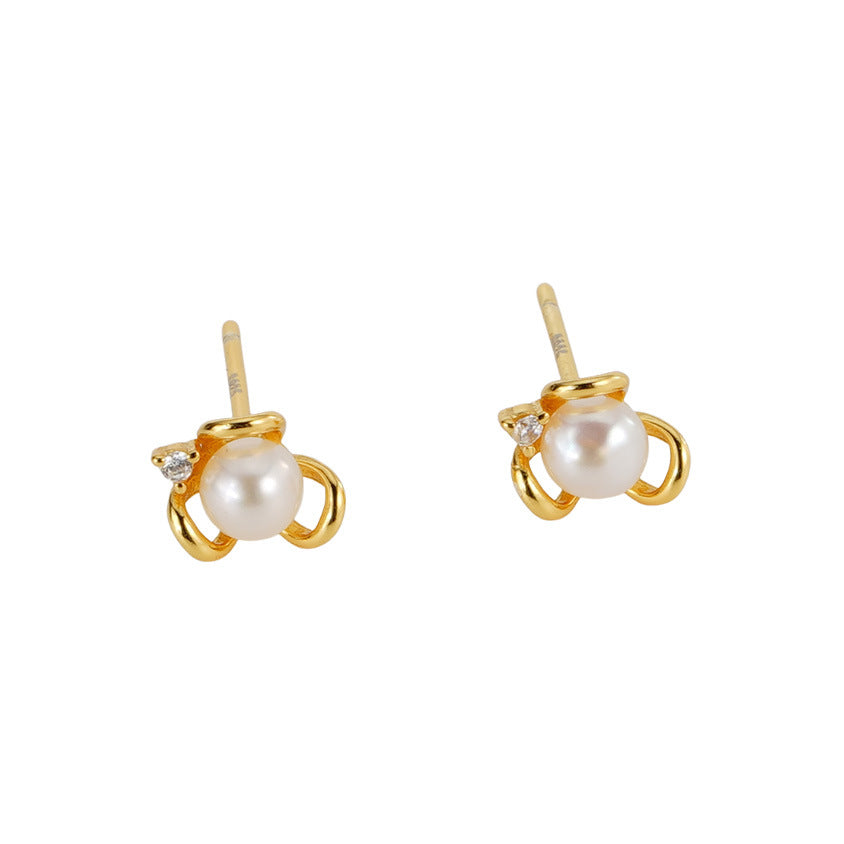 S925 pure silver freshwater pearl earrings