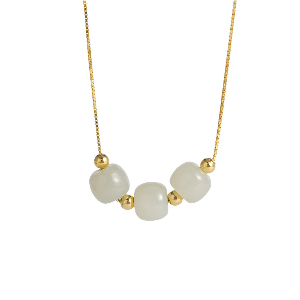 925 Sterling Silver Hotan Jade Necklace - Golden
