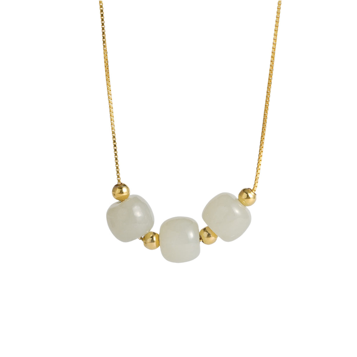 925 Sterling Silver Hotan Jade Necklace - Golden