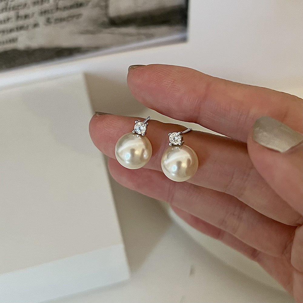 925 sterling silver pearl earrings - silvery