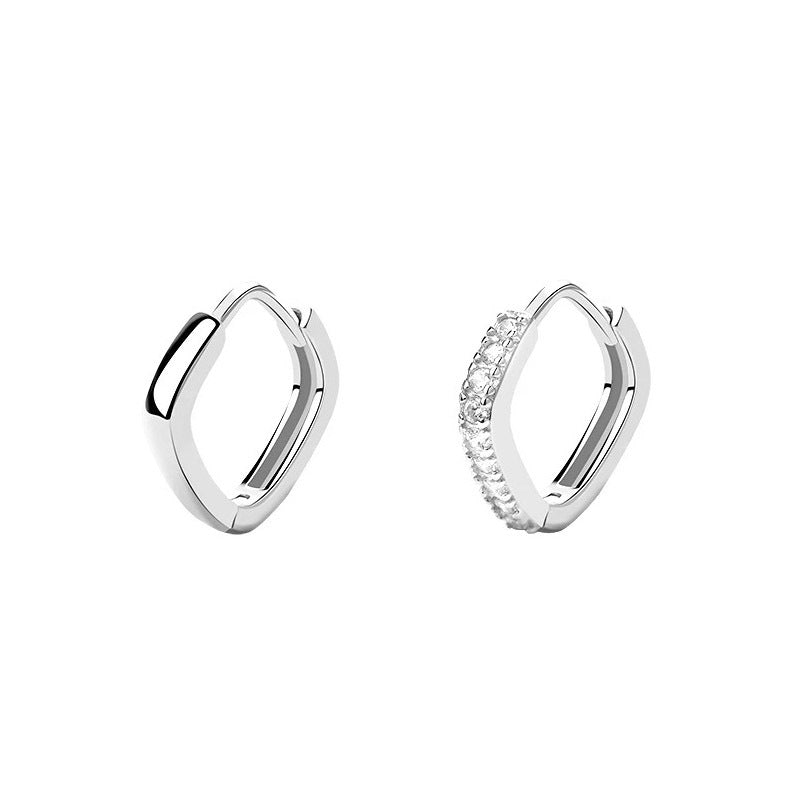 925 sterling silver square ear buckle - silvery